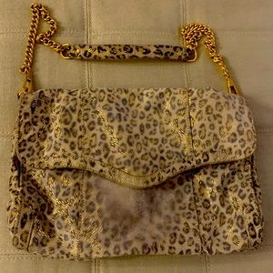 Leopard print soft calf hair bag